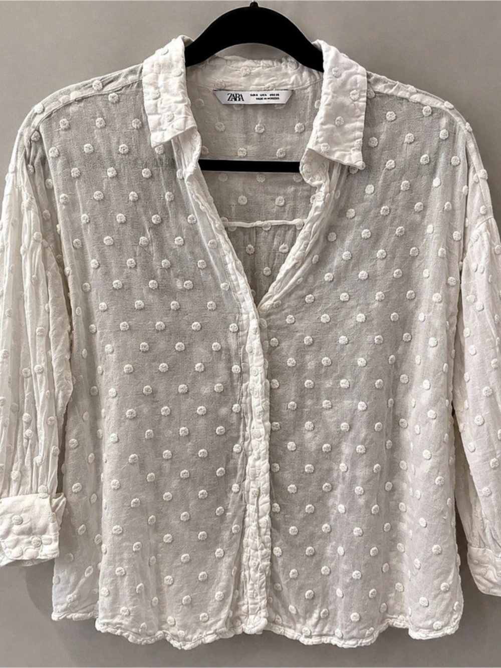 Zara Polka Dot Blouse in White Like New